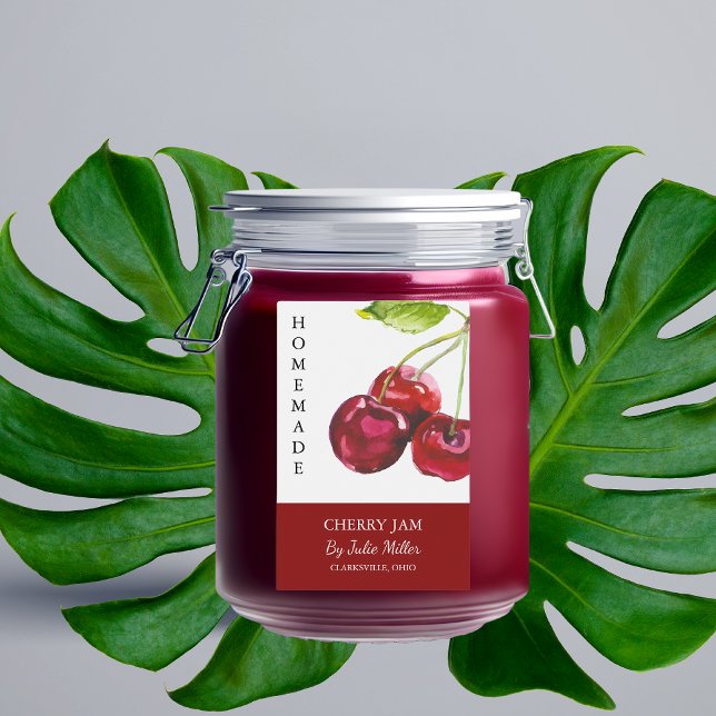 Elegant Homemade Cherry Jam Label (Creator Uploaded)