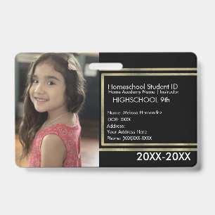 Elegant Homeschooling School ID Black Gold Badge
