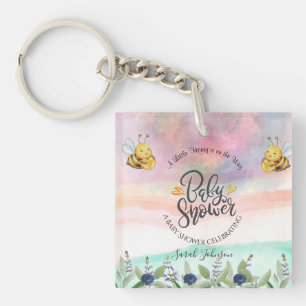 Elegant Honey Bee Baby Shower Party Decor Balloon Key Ring