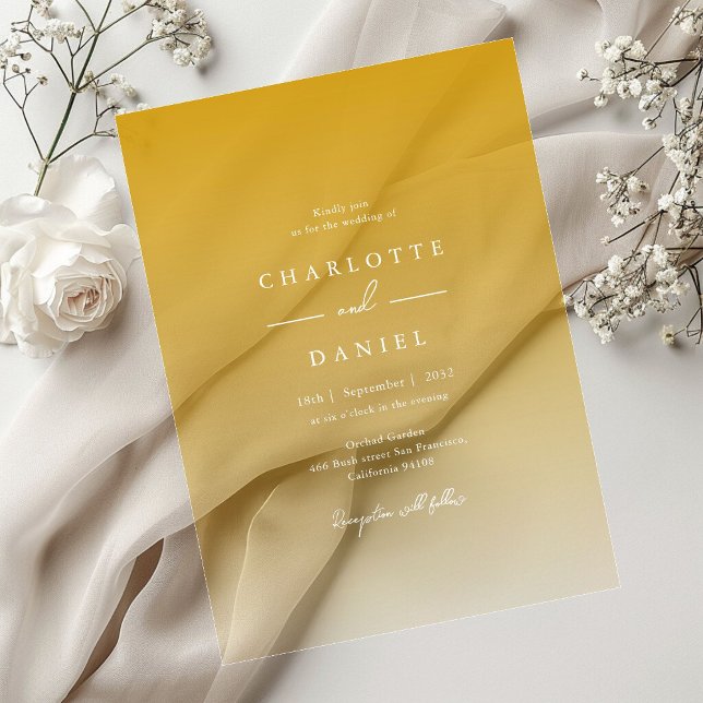 Elegant Honey Yellow  Gradient Acrylic Wedding Invitations (Elegant Honey Yellow Gradient Acrylic Wedding Acrylic Invitations)