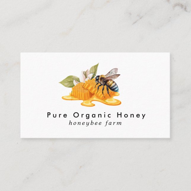 Elegant Honeycombs with bee Business Card (Front)