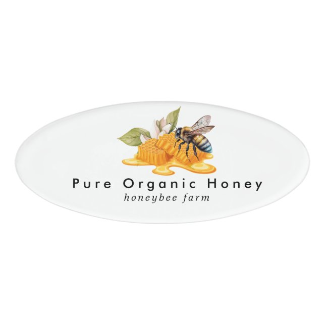 Elegant Honeycombs with bee Name Tag (Front)