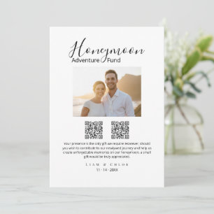 Elegant Honeymoon Fund QR Code Wedding Sign photo Invitation