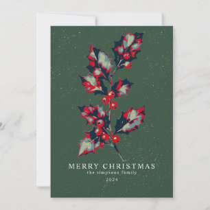 Elegant Hope Poster Holly Berry Christmas  Holiday Card