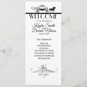 Elegant Horse and Buggy Wedding Party Programme