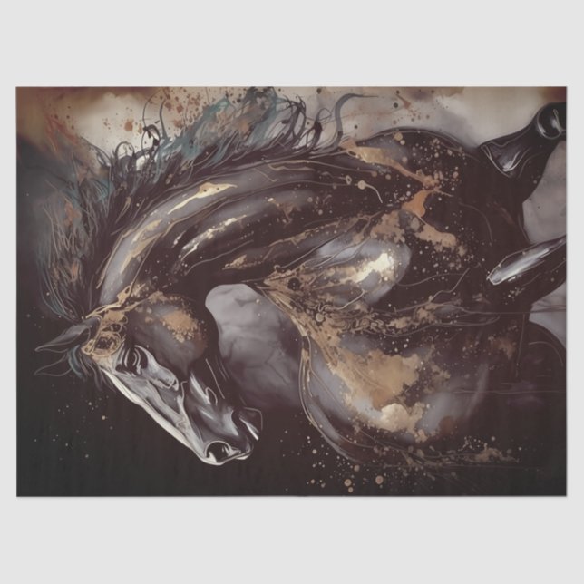 Elegant Horse Art Abstract Ink Tissue Paper (Front)