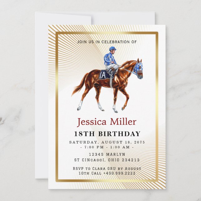 Elegant Horse Birthday Invitation (Front)