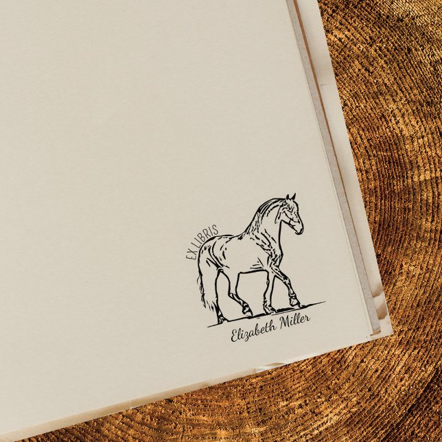 Elegant Horse Bookplate Rubber Stamp (Creator Uploaded)
