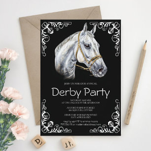 Elegant Horse Derby Party Invitation with Black an