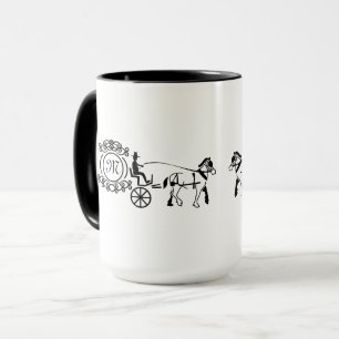 Elegant Horse Drawn Wedding Wagon Monogram Mug
