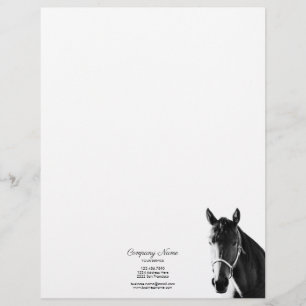 Elegant Horse Head Black White Bottom Letterhead