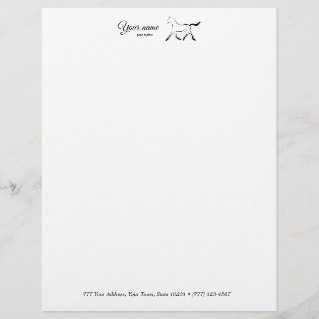Elegant horse in black colour custom letterhead (Front)