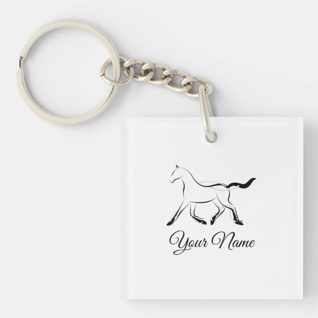 Elegant horse in black colour key ring (Front)