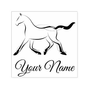 Elegant horse in black colour self-inking stamp