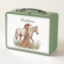 Elegant Horse Lover Birthday Metal Lunch Box