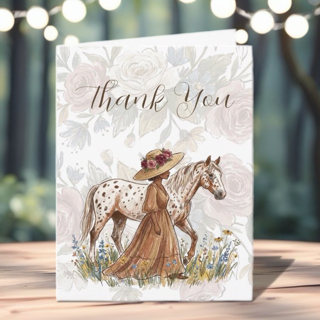 Elegant Horse Lover Birthday  Thank You Card (Celebrate a special birthday with this elegant French country-inspired card!)