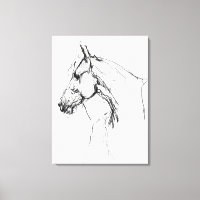 Elegant Horse Portrait Sketch - Premium