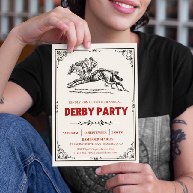 Elegant Horse Race Derby Party Equestrian Invitation (Elegant Race Horse Derby Party Invitation)