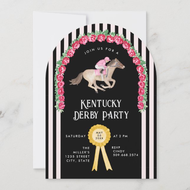 Elegant Horse Race Derby Party Invitation (Front)