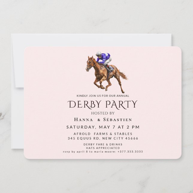 Elegant Horse Racing Garden Party Invitation (Front)