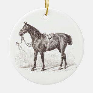 Elegant horse riding equestrian  ceramic tree decoration