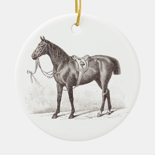 Elegant horse riding equestrian  ceramic tree decoration (Front)