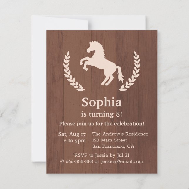 Elegant Horse Silhouette Birthday Party Invitation (Front)