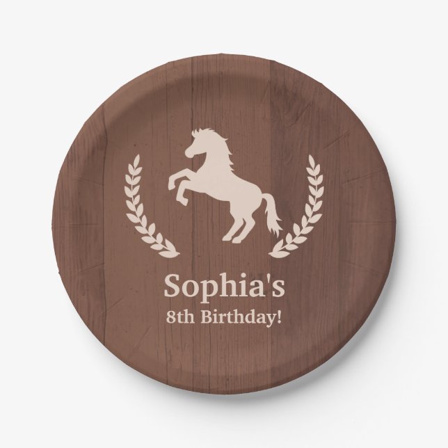 Elegant Horse Silhouette Birthday Party Supplies Paper Plate (Front)