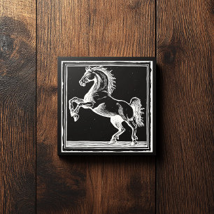 Elegant Horse Training Riding Black Equestrian Square Business Card