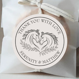 Elegant Horse Wedding Rustic Country Thank You Classic Round Sticker