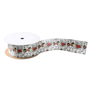 Elegant Horses Christmas Ribbon Satin Ribbon