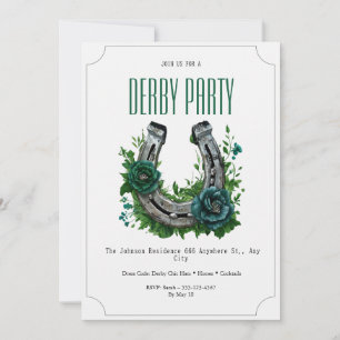 Elegant Horseshoe & Floral Kentucky Derby Party In Invitation