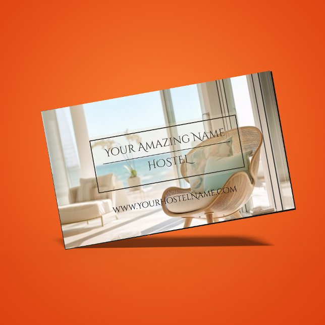 Elegant Hostel Photo Delicate Stylish Bright  Business Card (Creator Uploaded)
