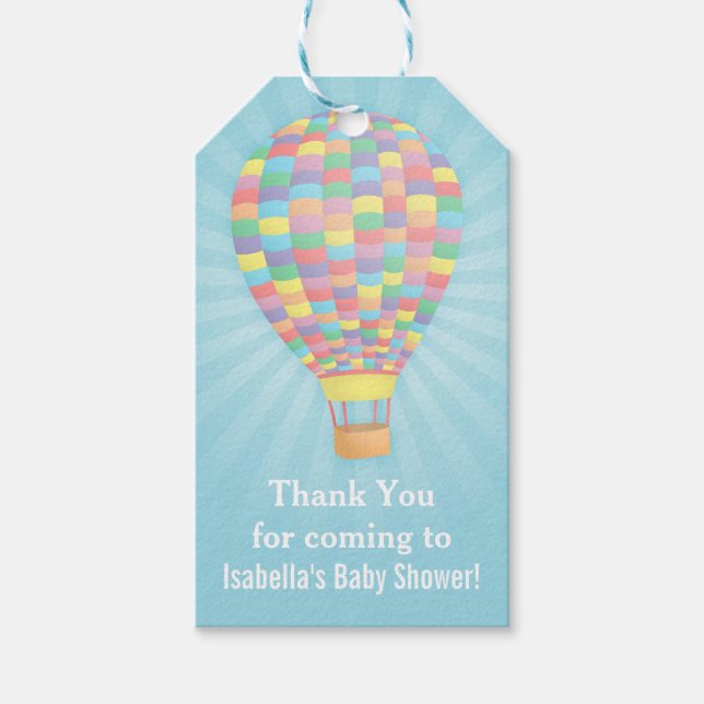 Elegant Hot Air Balloon Baby Shower Gift Tag (Front)