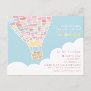 Elegant Hot Air Balloon Baby Shower Invitations