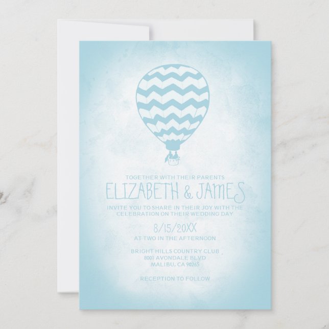 Elegant Hot Air Balloon Wedding Invitations (Front)