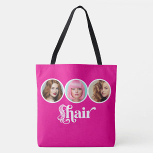 Elegant Hot Pink 3 Photo Hair Stylist Salon Tote Bag