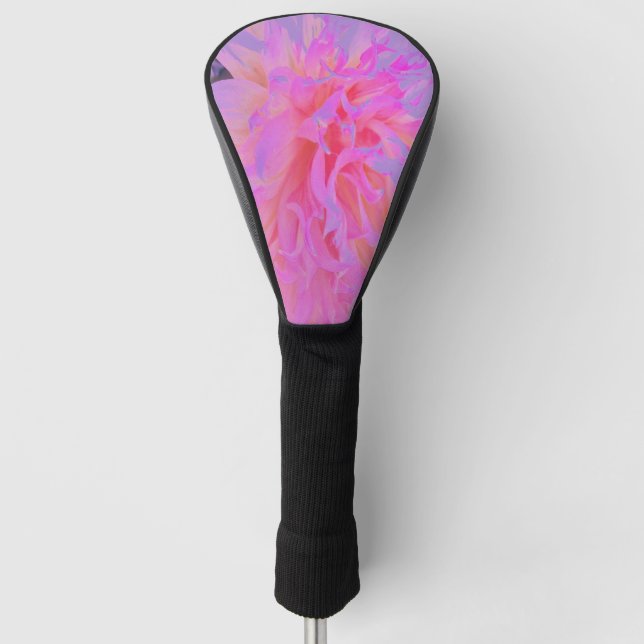 Elegant Hot Pink and Magenta Decorative Dahlia Golf Head Cover (Front)