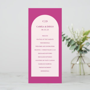 Elegant Hot Pink Arch Modern Wedding Programme