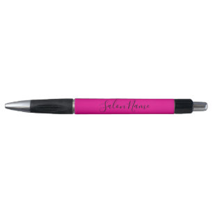 Elegant Hot Pink Black Text Business Salon Name