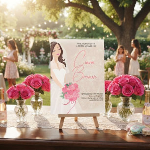 Elegant Hot Pink Bridal Shower Invitation