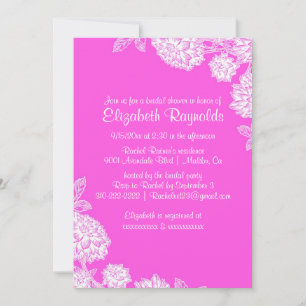 Elegant Hot Pink Bridal Shower Invitations