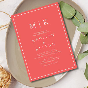 Elegant Hot Pink Classic Wedding  Invitation