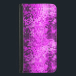 Elegant Hot Pink DiscoBall Glitter & Sparkles Samsung Galaxy S5 Wallet Case<br><div class="desc">Elegant hot pink tones black accent retro disco-ball glitter and sparkles. Available on other products. Fully customisable business card template.</div>