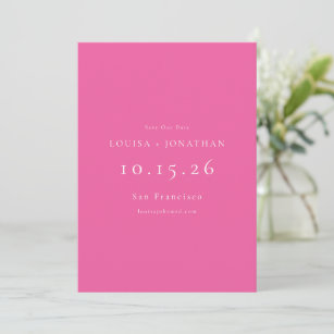 Elegant Hot Pink Formal Minimalist Wedding  Save The Date
