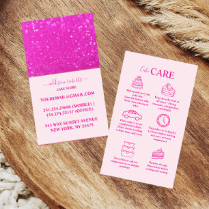 Elegant Hot Pink Glitter Chic Cake Care Business Card