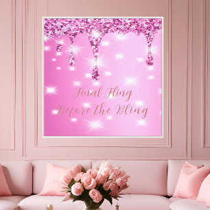 Elegant Hot Pink Glitter Drip Bachelorette Canvas Print