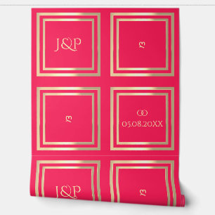 Elegant hot pink gold monogram wedding decoratio wallpaper