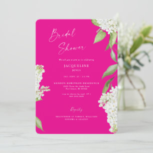 Elegant Hot Pink Hydrangea Bridal Shower  Invitation