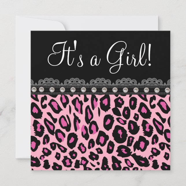 Elegant Hot Pink Leopard Baby Shower Invitation (Front)